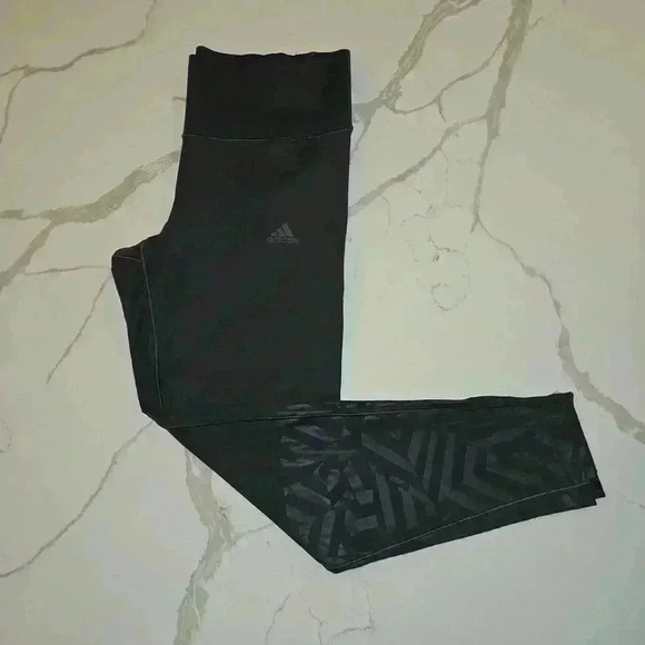 Adidas Climalite Ultimate High Rise Embossed Training Leggings Gray Size Large - Picture 1 of 8
